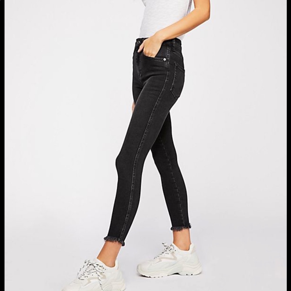 Free People Black Raw High Rise Jegging